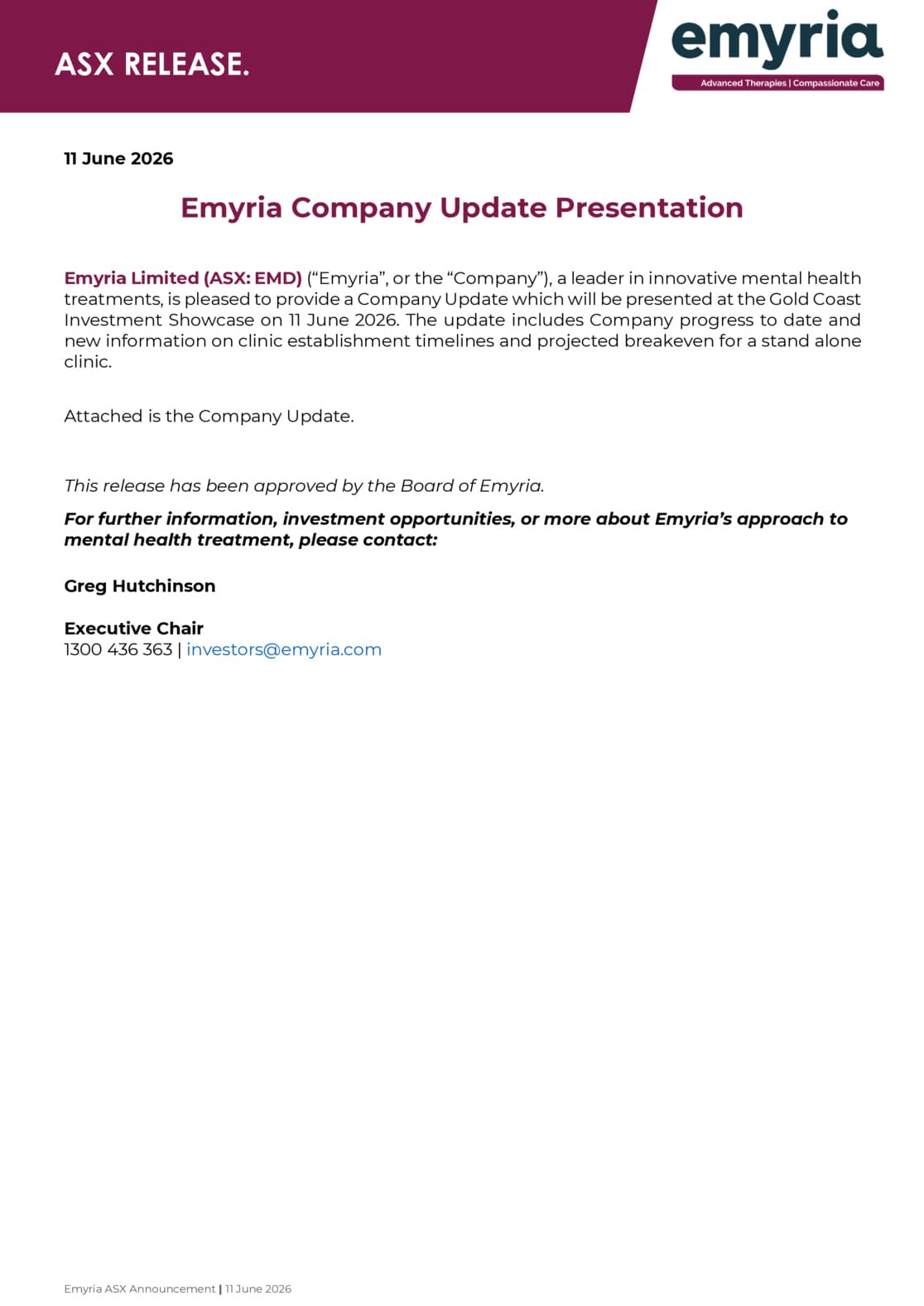 Emyria Company Update Presentation